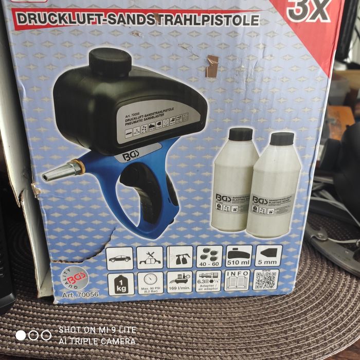 Pistolet do piaskowania BFS. Użyty tylko do momentu wyczerpania piasku
