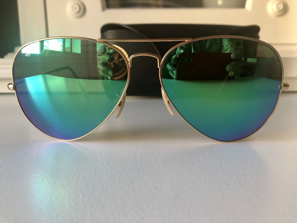 Óculos de sol Ray Ban 6214 | aviator large metal | dourado e verde