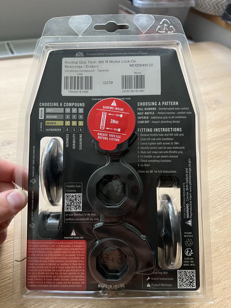 Renthal gripy Mx lock-on ultratack-tapered