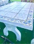 Mesa Pedra e Azulejo retangular