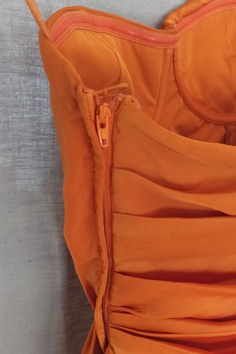 Sukienka H&M, concious koktajlowa wieczorowa weselna ruda pomarańczowa