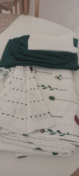 Conjunto capa de edredon dupla face+ lençol de baixo com elásticos+ 1