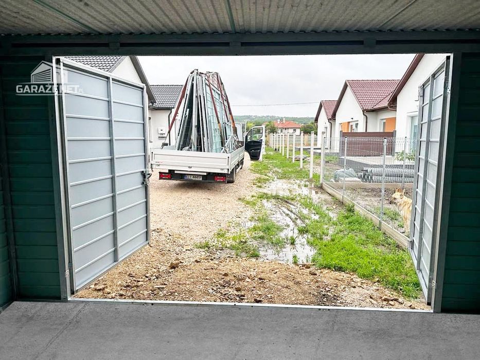 GARAŻ BLASZANY 4m x 6m Wiata 3X6 Brama Antracyt + Biały 4X6 GB285
