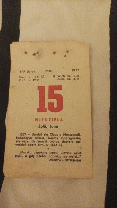 Kartki z kalendarza rok 1977/1980