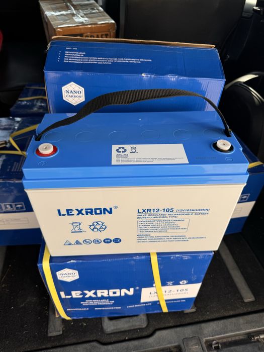 Акумулятор гелевий тяговий Lexron 105a 30кг акб,кореяє опт дроп 100а