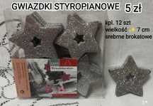 Gwiazdki styropianowe srebrne.