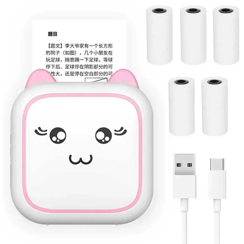 Дитячий термопринтер з Bluetooth + 5 рулонів термопаперу, USB, М5