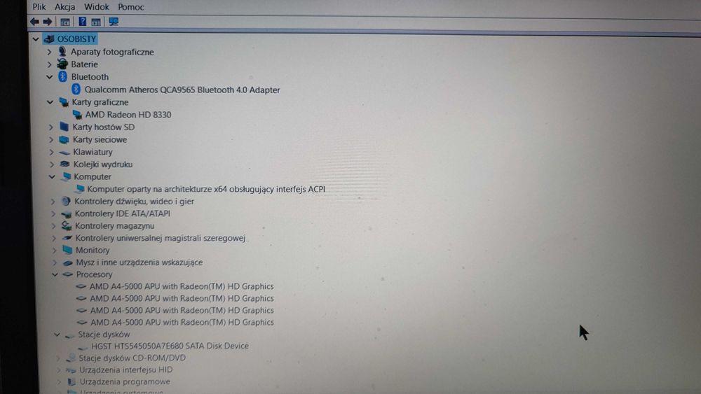 Laptop HP 255 G3 15,6'' AMD A4 4GB/500GB HDD Windows 10, zasilacz, BT