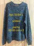 Bpc sweter męski unisex 52 54 L niebieski czarny cieply damski