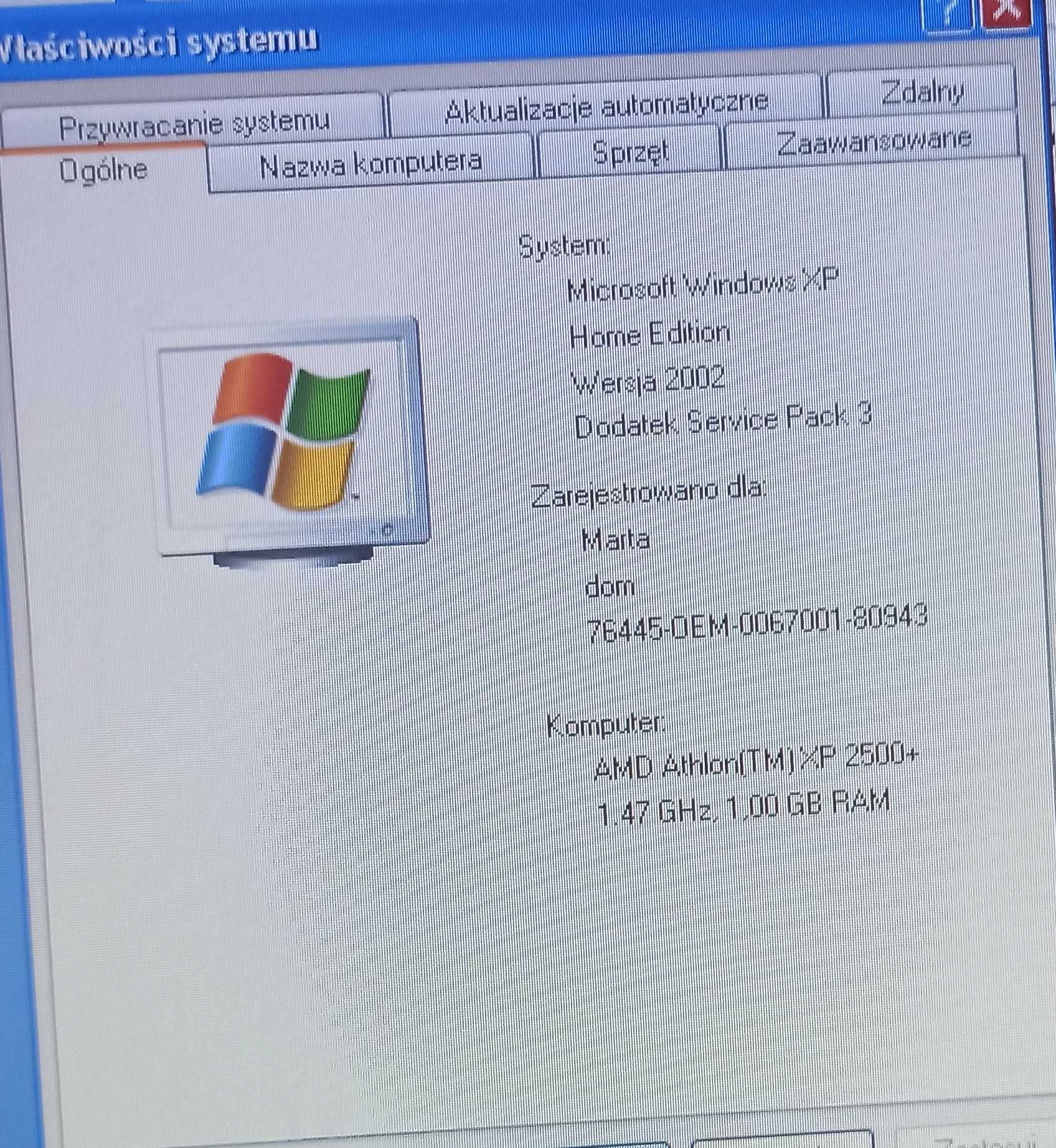 komputer PC + monitor Actina Windows XP AMD Athlon Radeon 9550