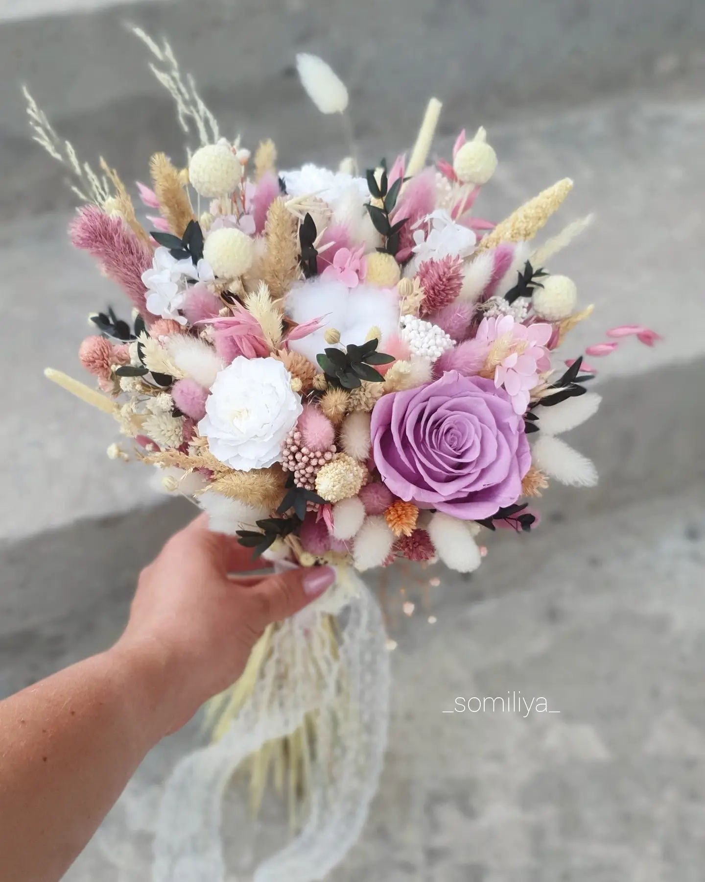 Букеты из сухоцветов и стабилизированных цветов.Букет невесты.Свадебны