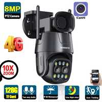 Wireless Video Surveillance Camera, Dual Lens, Auto Tracking, 4K, 8MP,