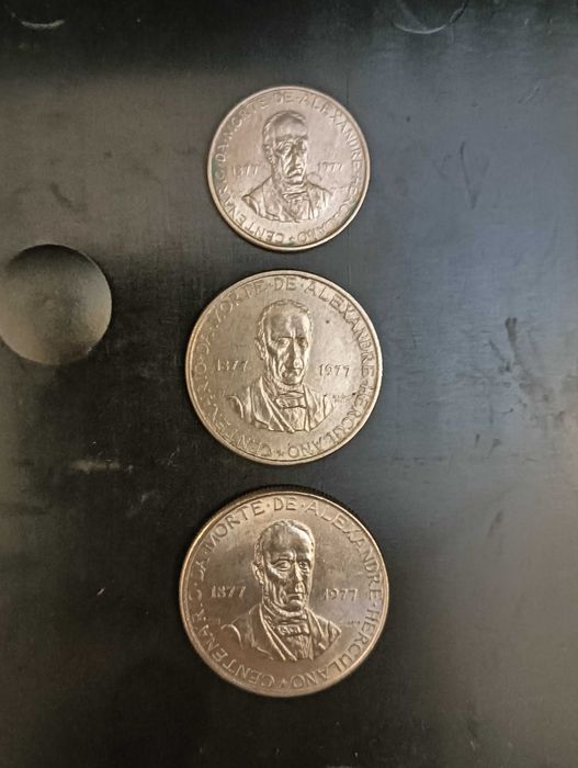Set de 3 moedas comemorativas Alexandre Herculano
