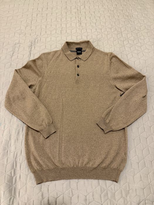 Преміальне вовняне поло з довгим рукавом Boss Business