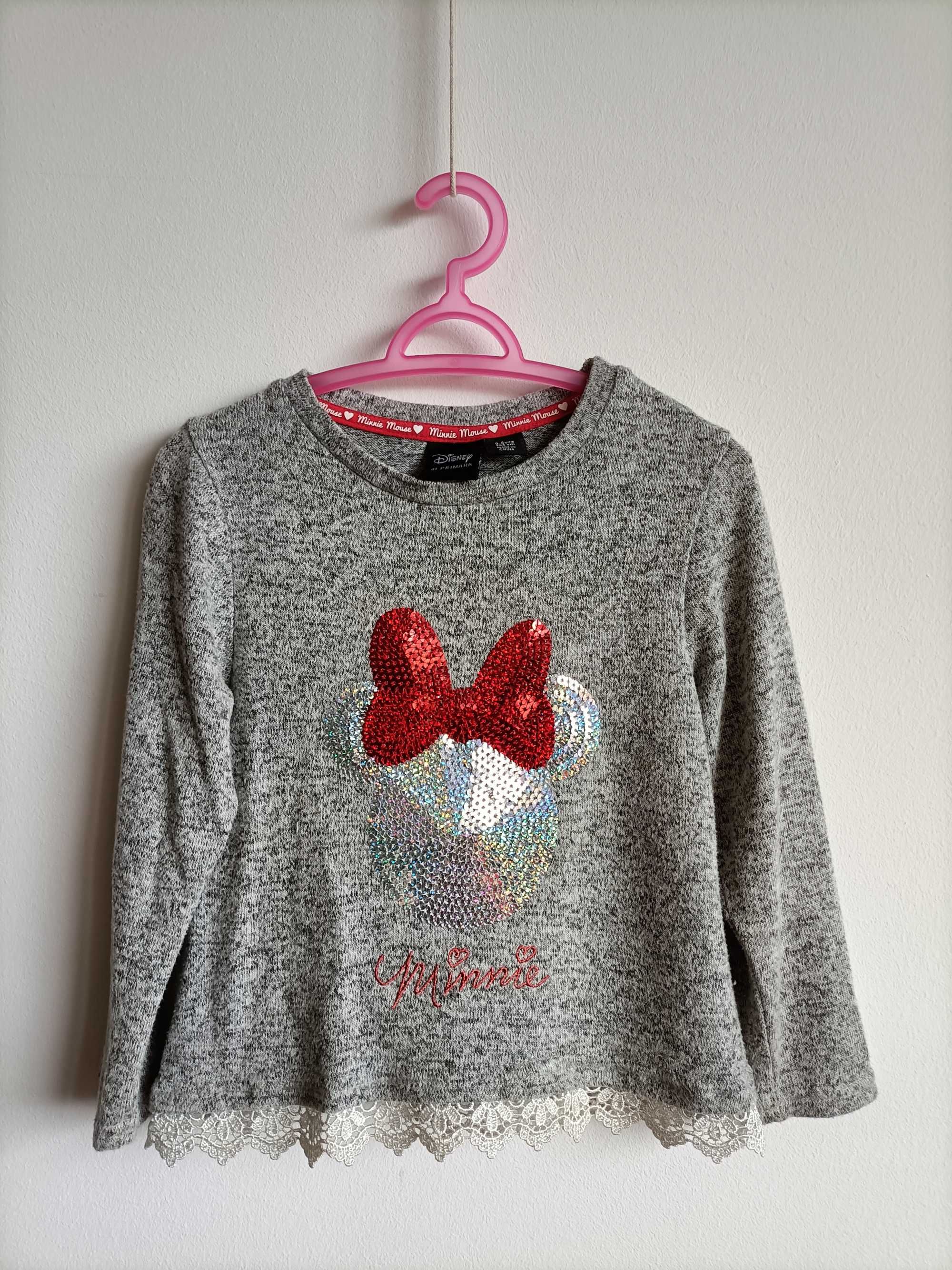 Primark sweterek bluza Minnie dla dziewczynki 3-4lata 98-104cm szara