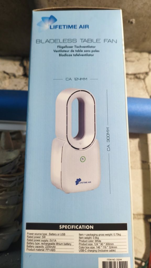 Wentylator bezłopatkowy lampka led