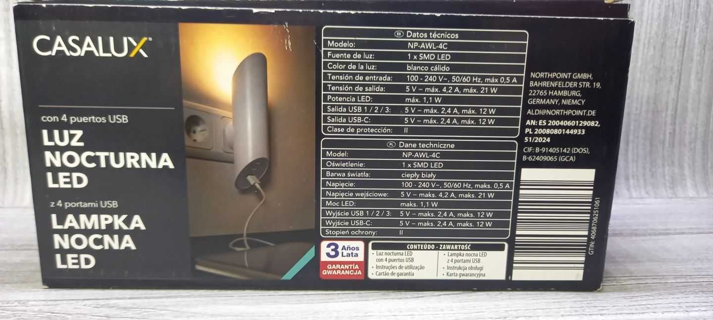 Ładowarka USB z funkcją lampki nocnej
