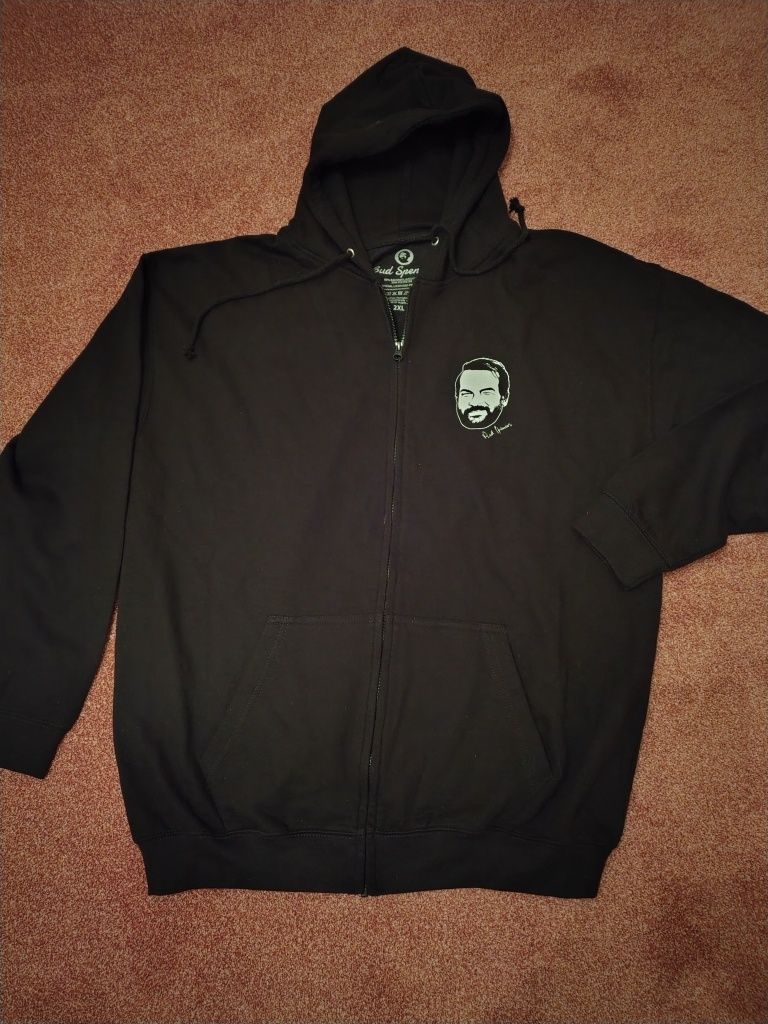 Ciepła czarna bluza z kapturem rozpinana Bud Spencer 2XL