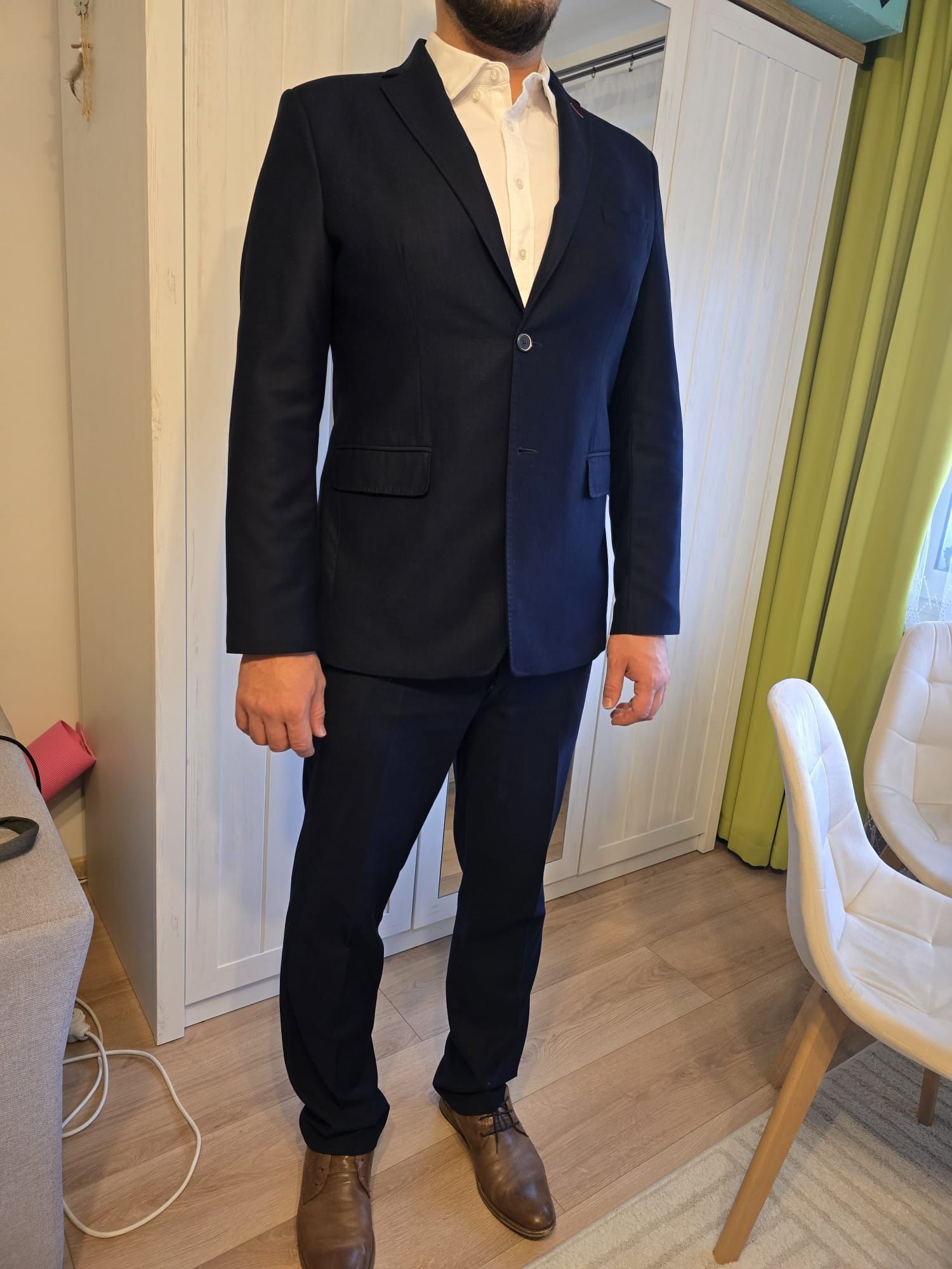 Granatowy garnitur męski XL 187 cm