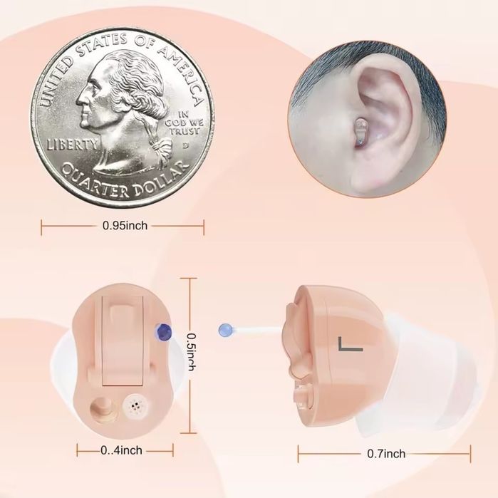 Mini aparat słuchowy cyfrowy douszne redukcja szumów głosu prawy