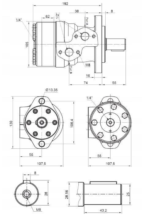 Silnik Hydrauliczny 315 cm3 GR2 Mocowanie Kołnierz [7297]