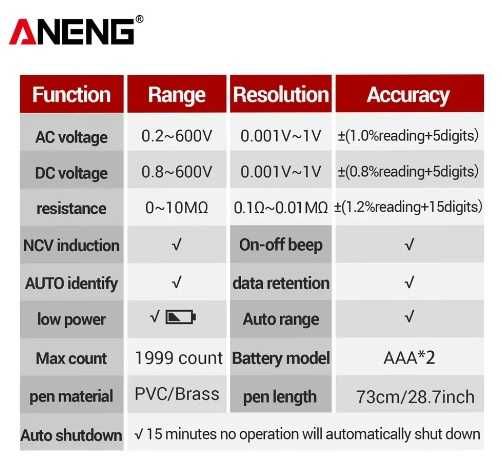 мини-цифровой мультиметр ANENG M113, автоматический измеритель