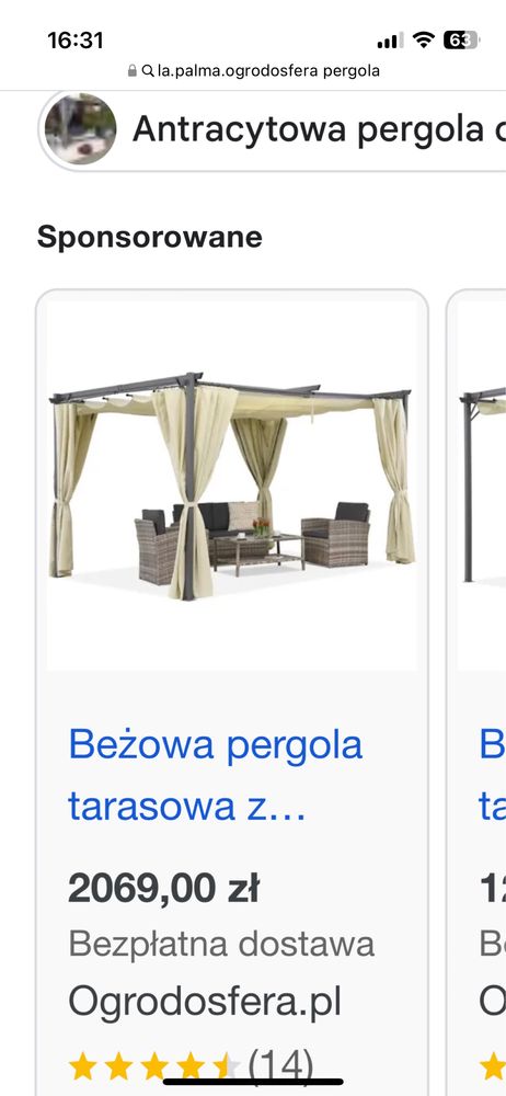 Pergola beżowa La Palma 3x4m