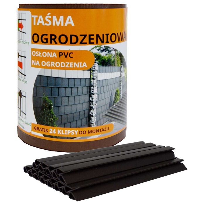 Taśma ogrodzeniowa osłona na ogrodzenie panelowe +UV 24klipsy 19cmx35m