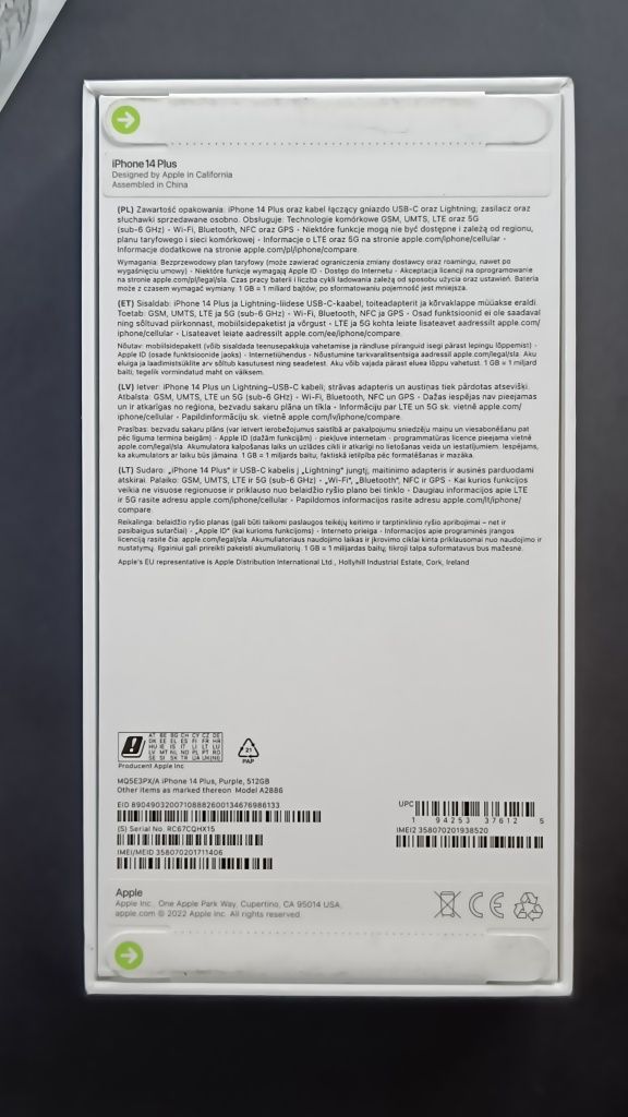 Smartfon Apple iPhone 14 Plus 6 GB / 512 GB 5G Purple NOWY