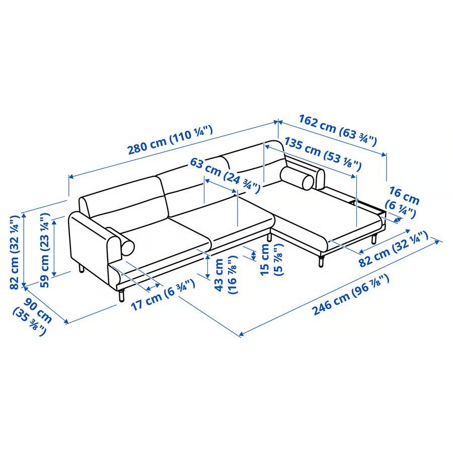 Sofa ikea 3lug com chaise long