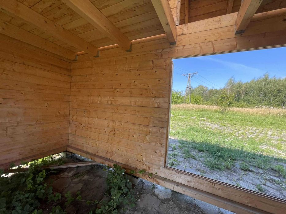 Konstrukcja domy z bali 7x5m do samodzielnego montażu, 60m2 pow.użytk.