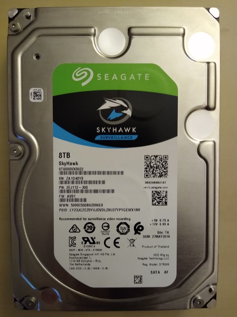 Dysk twardy SATA 8TB, model ST8000VX0022 SkyHawk, Seagate