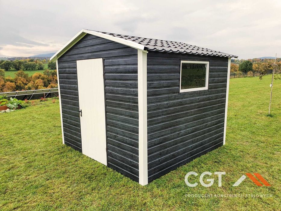 Metalowy domek ogrodowy, altanka 3x3 - kolor antracyt drewnopodobny