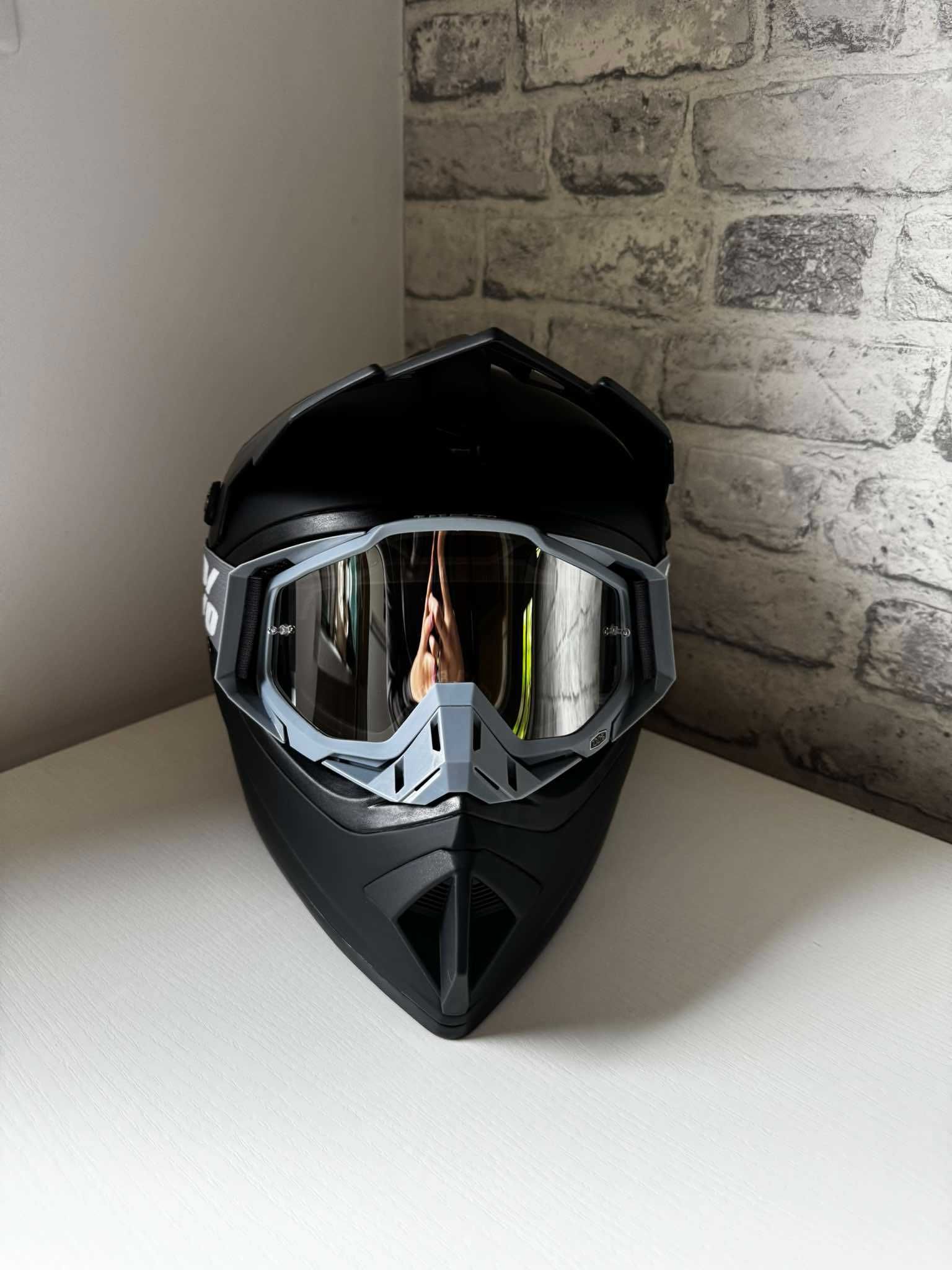 Zestaw kask r. XL gogle cross quad rower hulajnoga ATV offroad 100%