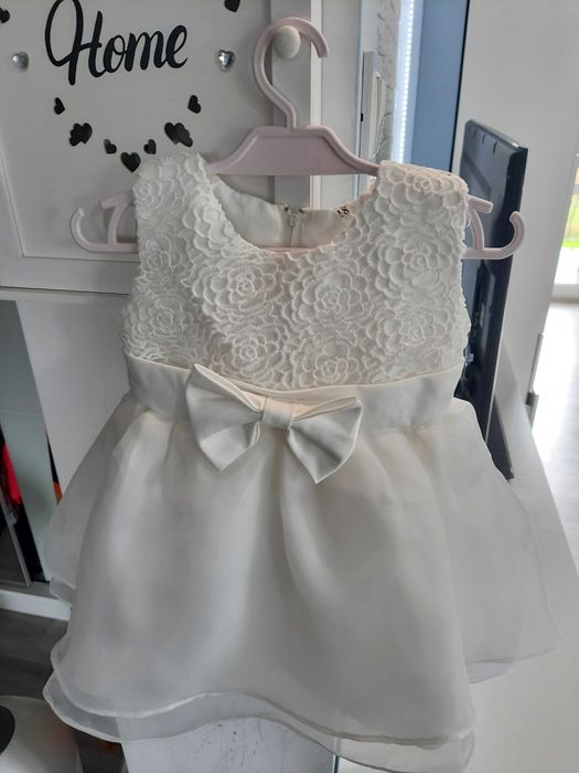 Sukienka chrzest chrzciny rozm. 68 74 80 tiul kokarda 5warstw