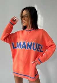 Pomarańczowy sweter la manuel bluza draw line neon oversize lamanuel
