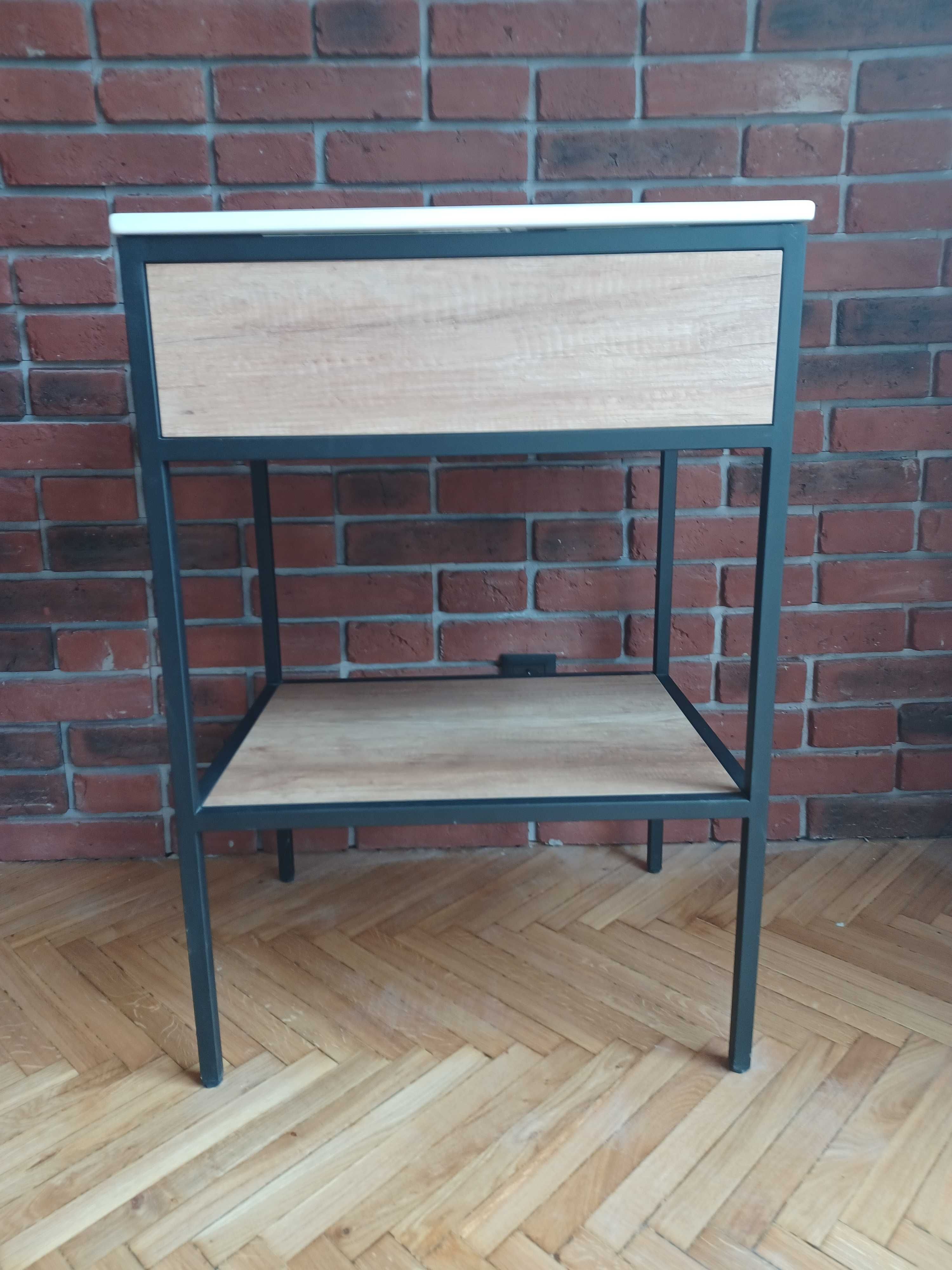 Zestaw mebli łazienkowych szafka + umywalka 60cm loft czarny dąb -nowy