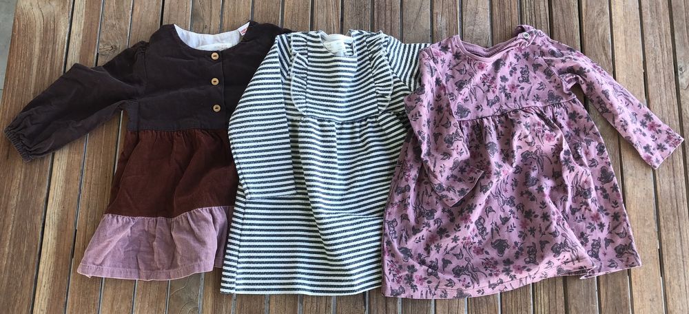 Zestaw 3 sukieneczek z długim rękawem