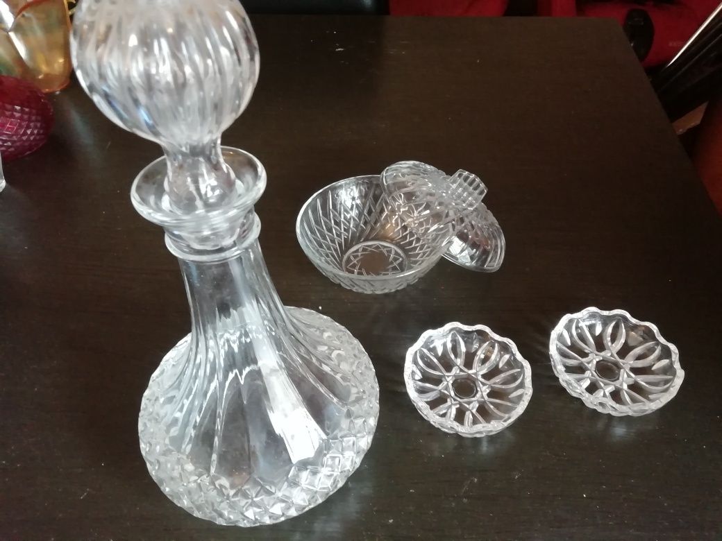 Garrafa de vidro Licores e 3 bomboneiras COMO NOVAS!*