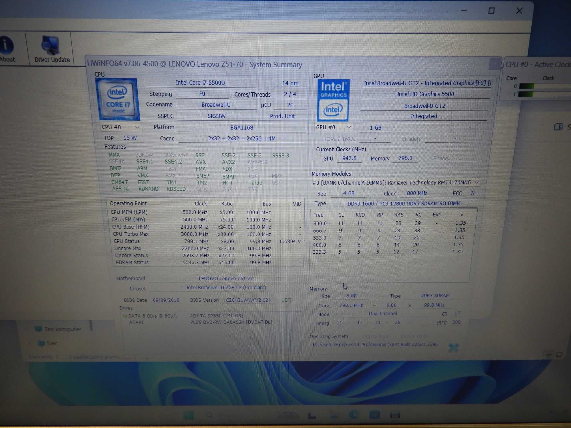 Laptop Lenovo Z51-70 i7-5500U 8GB/256GB  Dwie kart graficzne!!+zas.