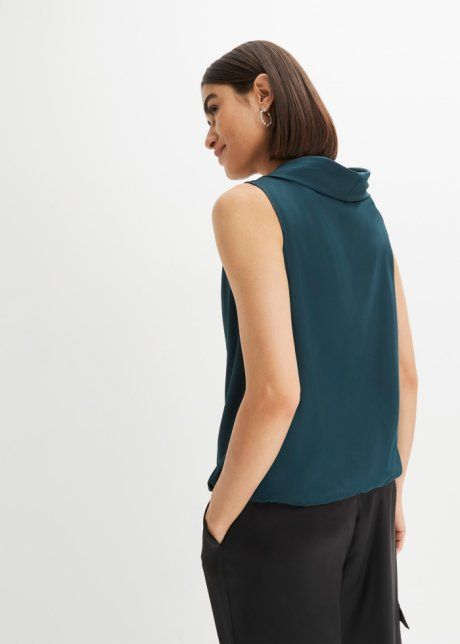 B.P.C top ciemnozielony z kołnierzem r.34