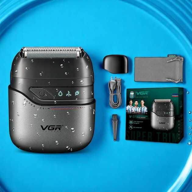 Электробритва VGR V-379Gray шейвер с двойным лезвиям IPX6 USB-зарядка