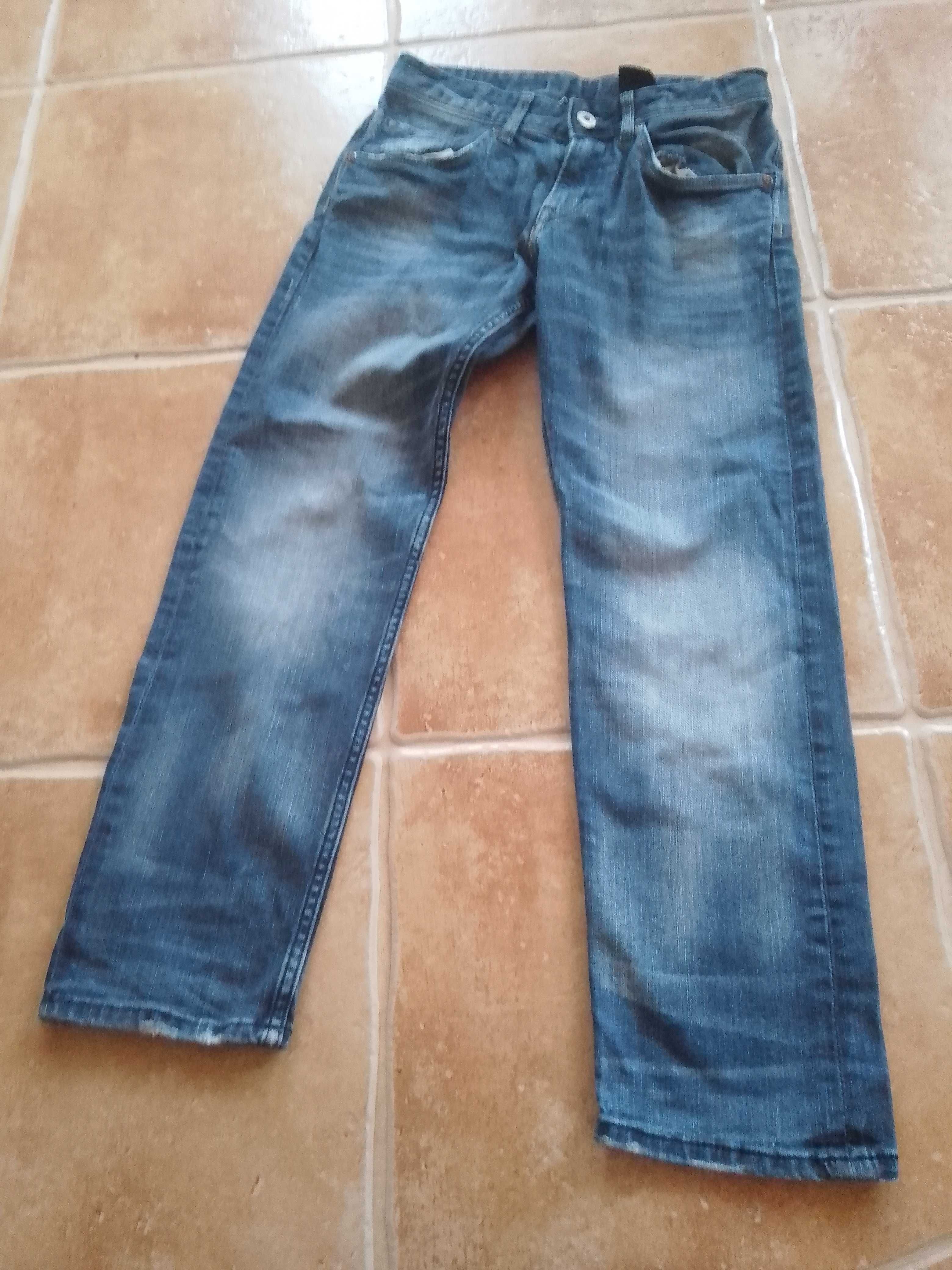 Spodnie 140 jeans przecierane H&M