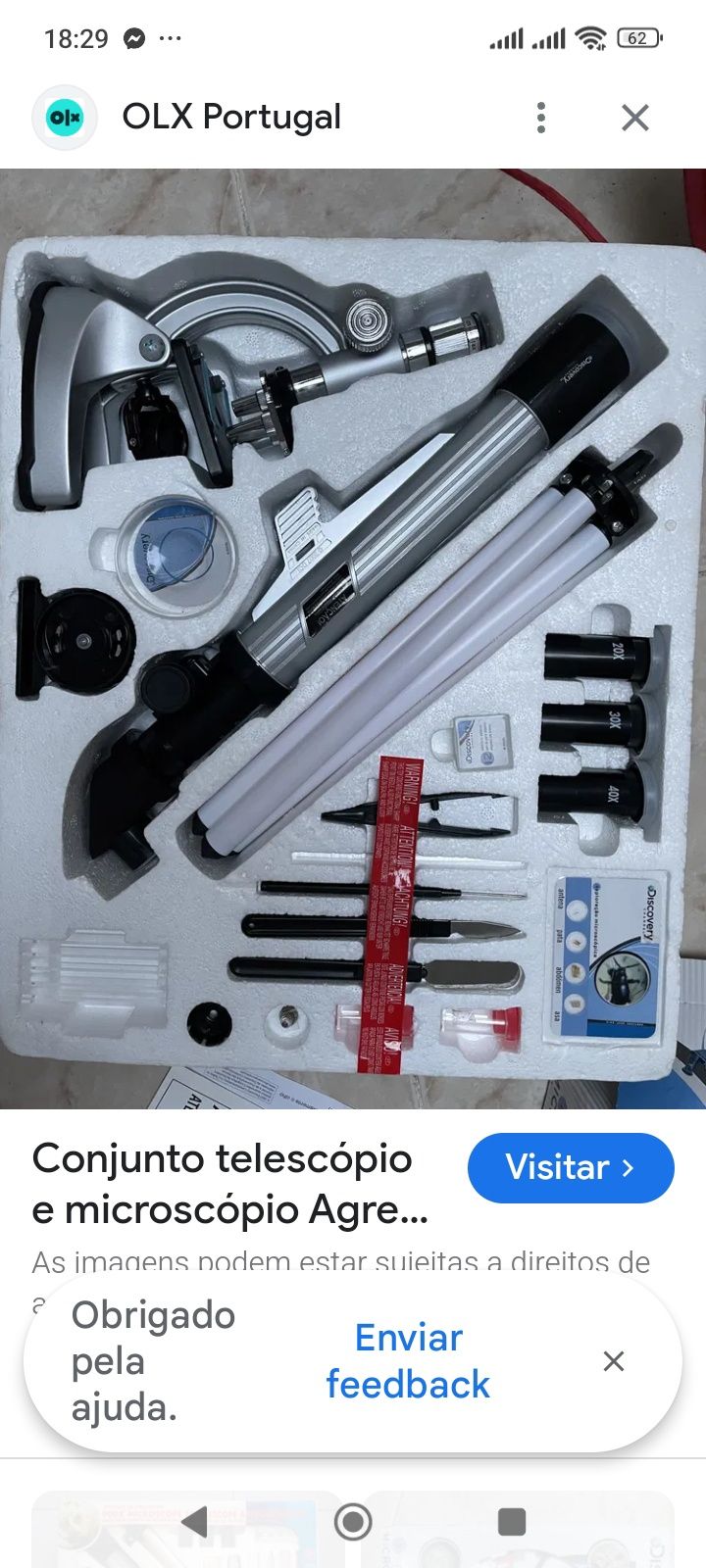Conjunto microscópio 900 e telescópio