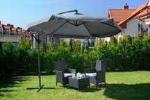 Parasol Ogrodowy Duży z Wysięgnikiem 350x250 cm, Składany Szary, Taras