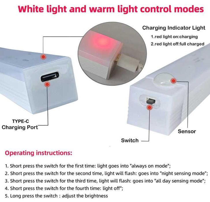Аккумуляторная лампа светильник с пультом  датчик движения, фонарь USB