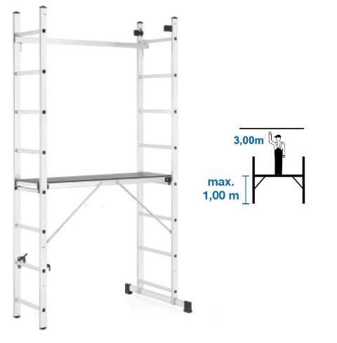 RUSZTOWANIE aluminiowe 2x8 do pracy na SCHODACH - uniwersalne 3w1
