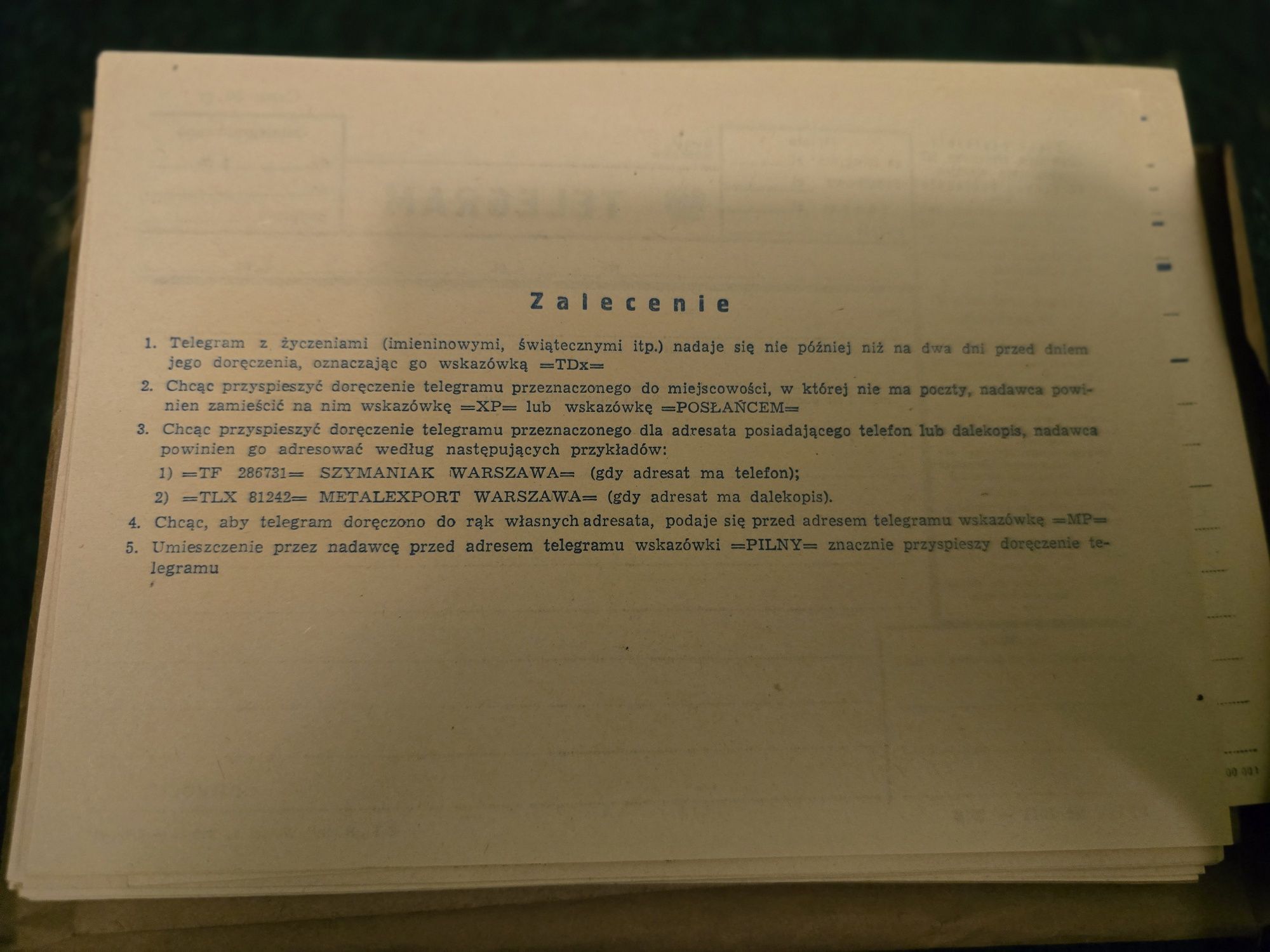 Unikat! Zestaw 21 pojedynczych formularzy telegramów z 1976 roku