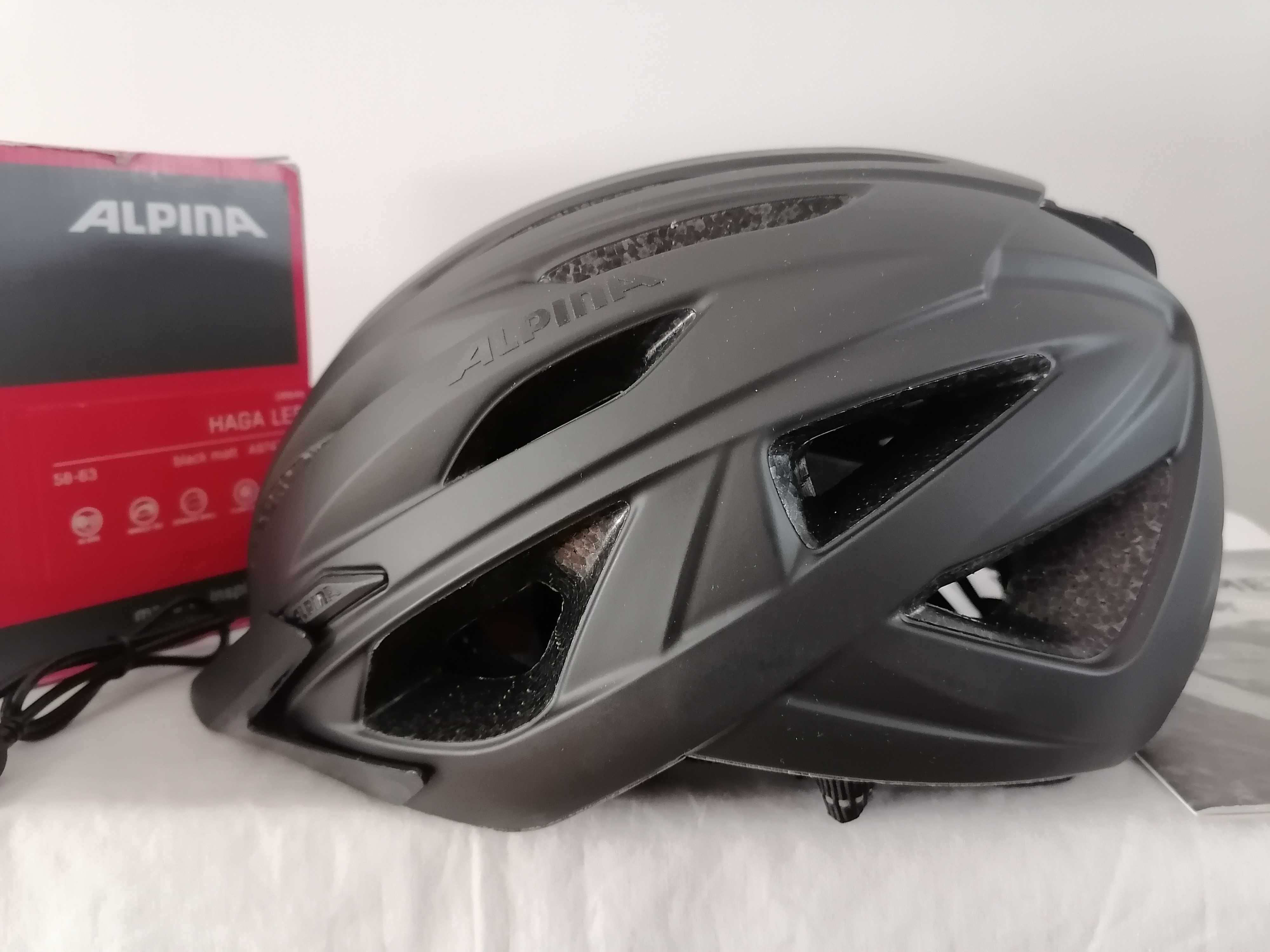 Kask rowerowy Alpina Urban Haga LED Matt Black L 58-63cm