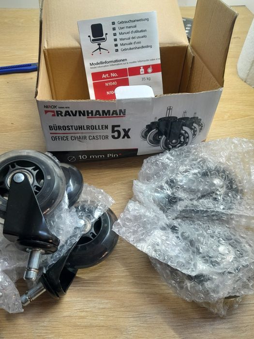 kółka obrotowe do krzeseł biurowych fotela 5 szt. 22x10mm ravn haman